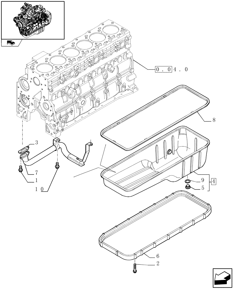 Схема запчастей Case IH F4GE9684R J600 - (0.04.2) - ENGINE OIL SUMP  (504084714) 