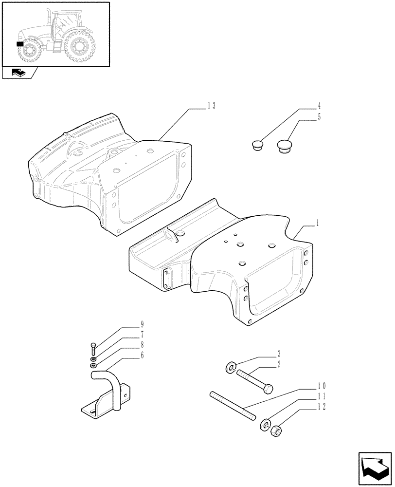 Схема запчастей Case IH PUMA 165 - (1.21.1/01) - (VAR.037-066-068-593-684) FRONT WEIGHT CARRIER (03) - TRANSMISSION