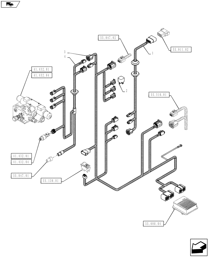 Схема запчастей Case IH PUMA 130 - (55.680.03) - HARNESS - AUTO GUIDANCE SYSTEM READY (55) - ELECTRICAL SYSTEMS