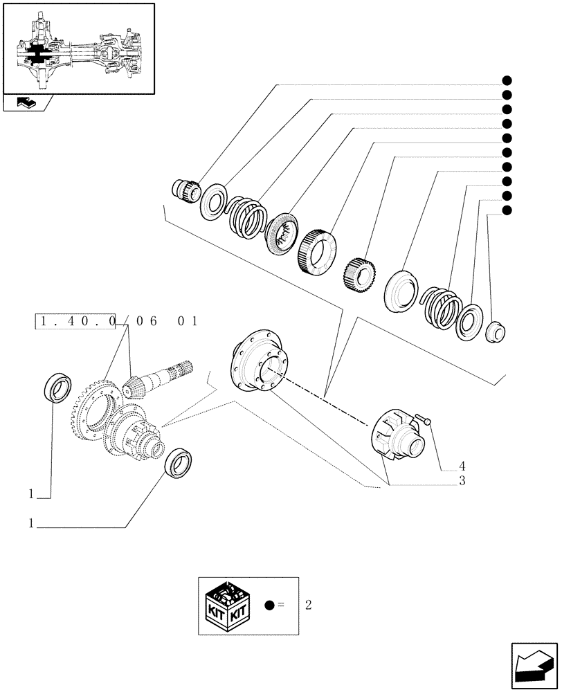 Схема запчастей Case IH FARMALL 60 - (1.40.3/07[01]) - 4WD FRONT AXLE NO-SPIN DIFFERENTIAL LOCK - DIFFERENTIAL (VAR.336325) (04) - FRONT AXLE & STEERING