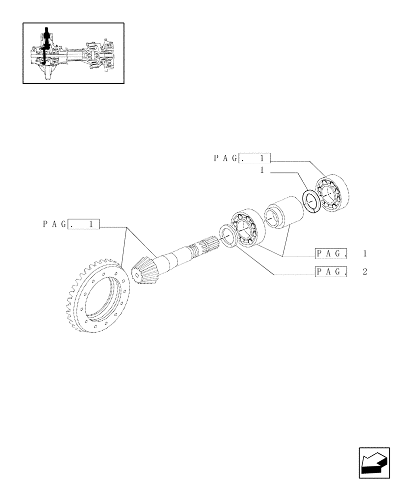 Схема запчастей Case IH JX70U - (1.40.0/06[03]) - FRONT AXLE - BEVEL GEAR/PINION SET - 4WD - ADJUSTING SHIMS (04) - FRONT AXLE & STEERING