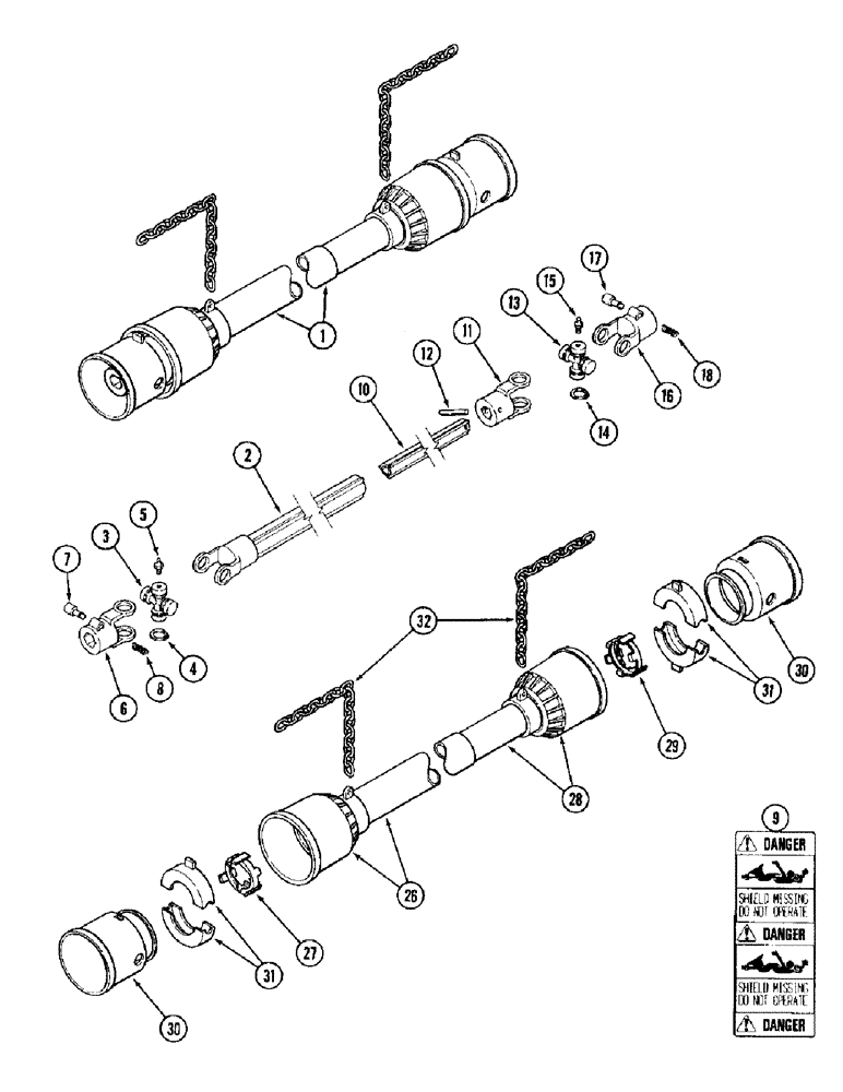 Схема запчастей Case IH 1010 - (9B-26) - KNIFE DRIVE SHAFT, 15.0, 17.5 AND 20.0 FOOT HEADER (BONDIOLI & PAVESI) (58) - ATTACHMENTS/HEADERS