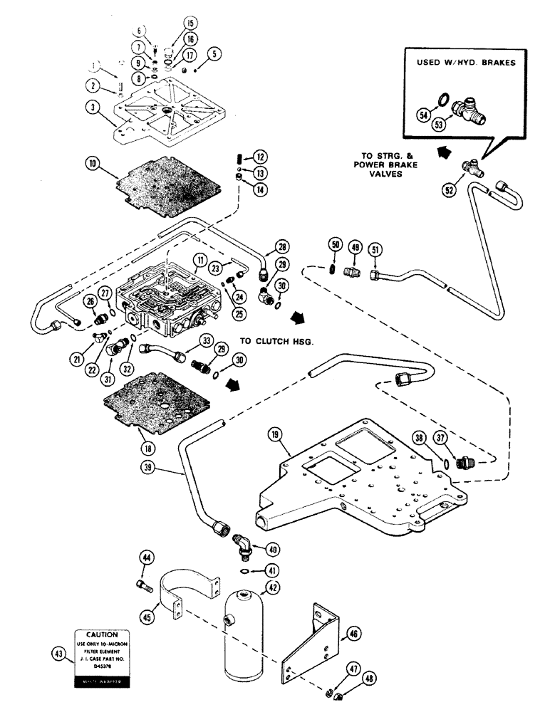 Схема запчастей Case IH 870 - (166) - TRANSMISSION CONTROL VALVE COVERS, GASKETS AND TUBES, POWER SHIFT, 1ST USED TRANS. SER. NO. 2366001 (06) - POWER TRAIN