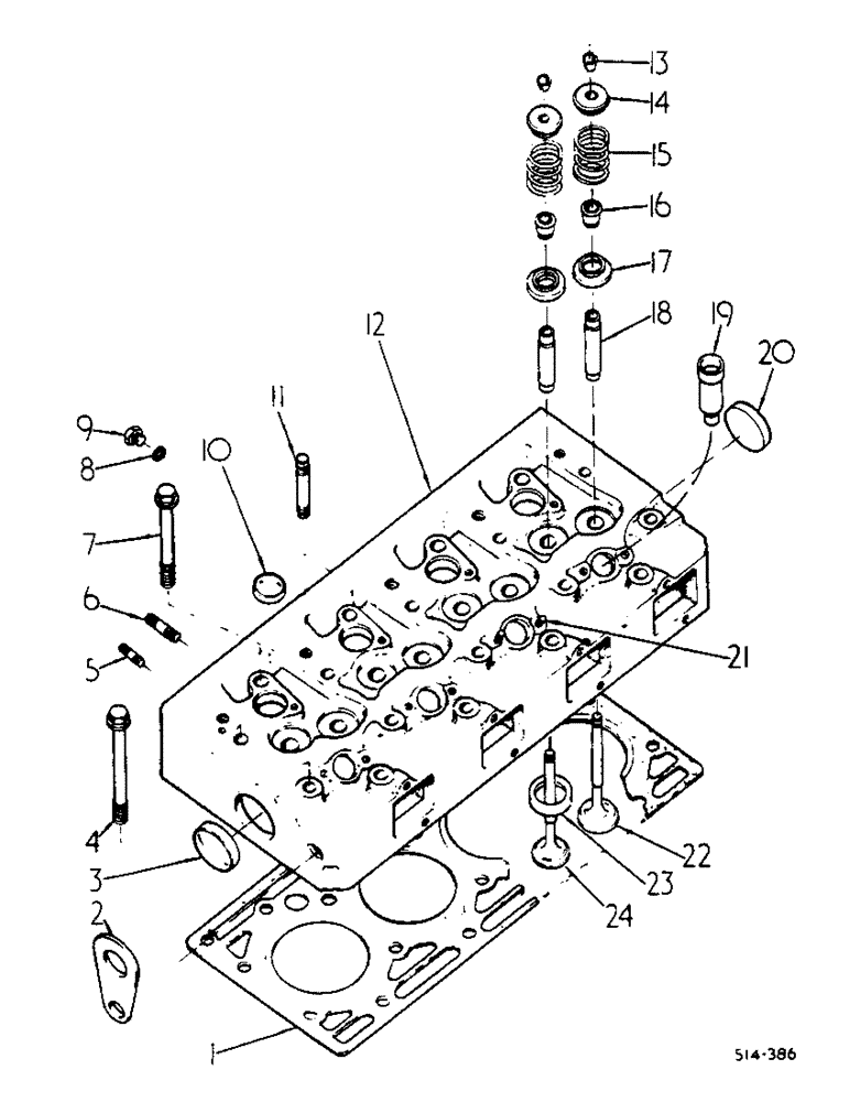 Схема запчастей Case IH 884 - (12-34) - CYLINDER HEAD, VALVES AND STUDS Power