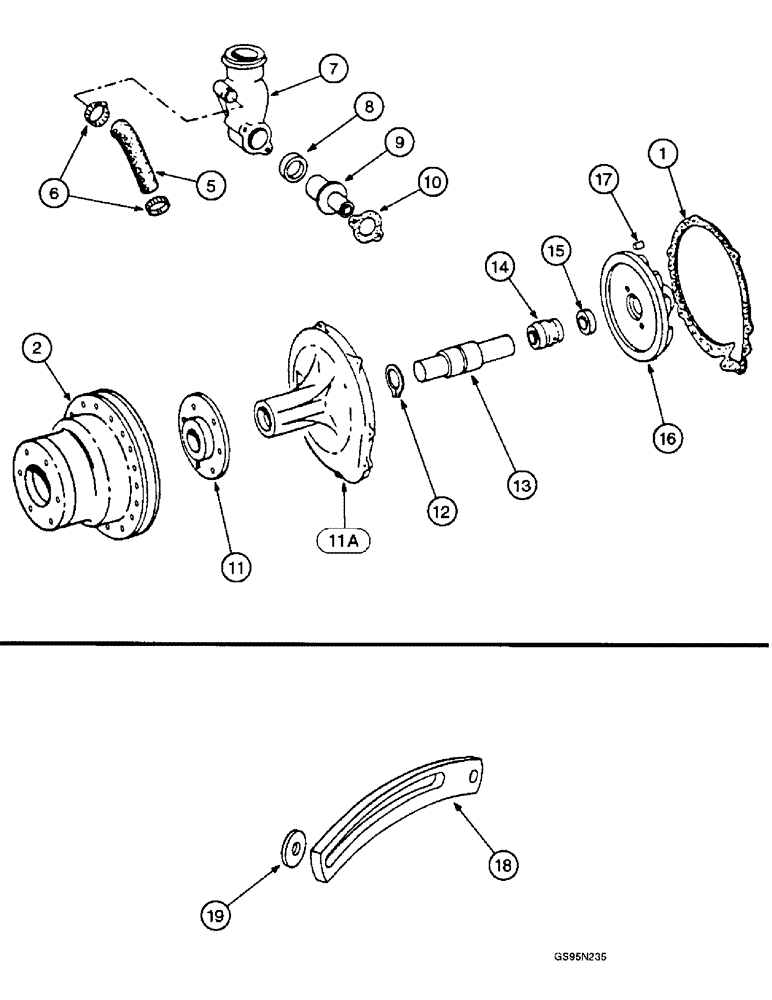 Схема запчастей Case IH D-360 - (9B-54) - THERMOSTAT AND WATER PUMP / ALTERNATOR-GENERATOR MOUNTING 