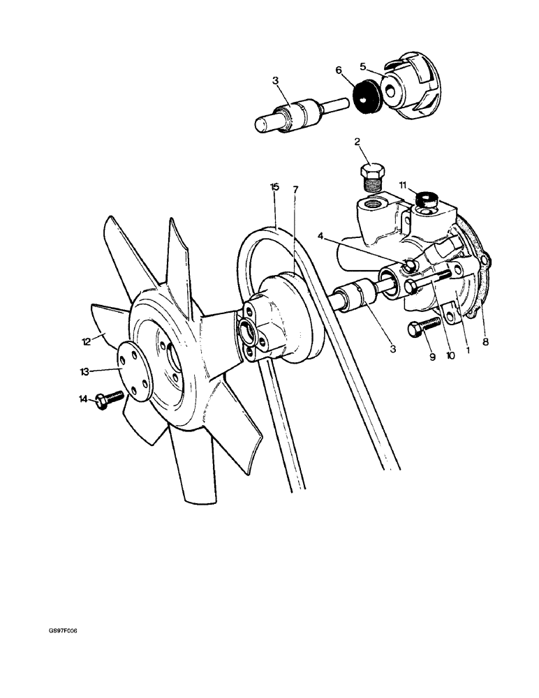 Схема запчастей Case IH 885N - (2-06) - WATER PUMP, FAN AND BELT (02) - ENGINE