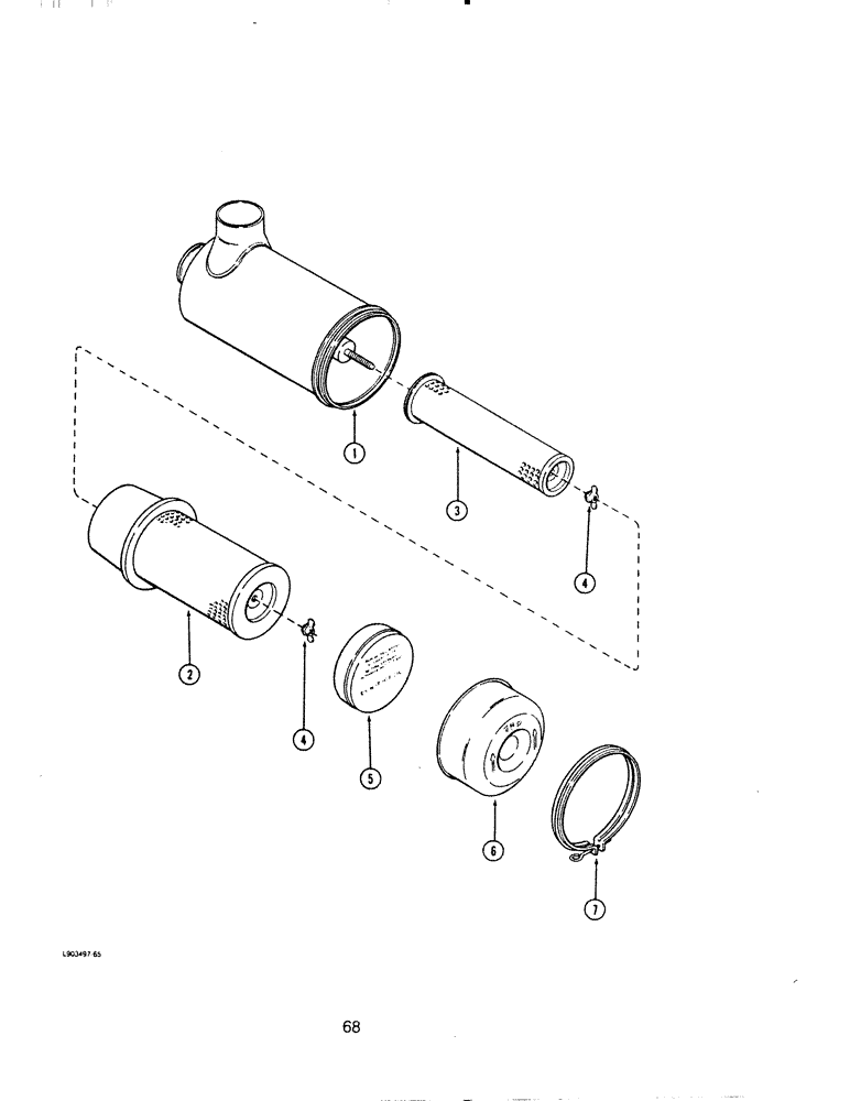 Схема запчастей Case IH 6590 - (068) - AIR CLEANER ASSEMBLY, 6-590 ENGINE 