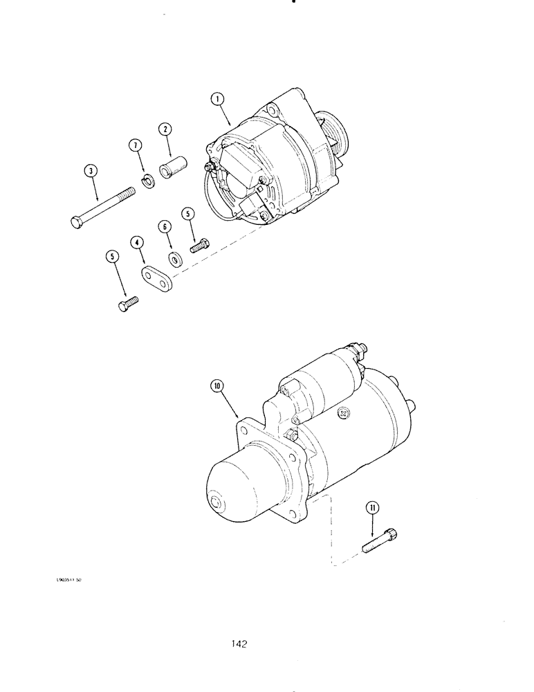 Схема запчастей Case IH 6590TA - (142) - ALTERNATOR MOUNTING 