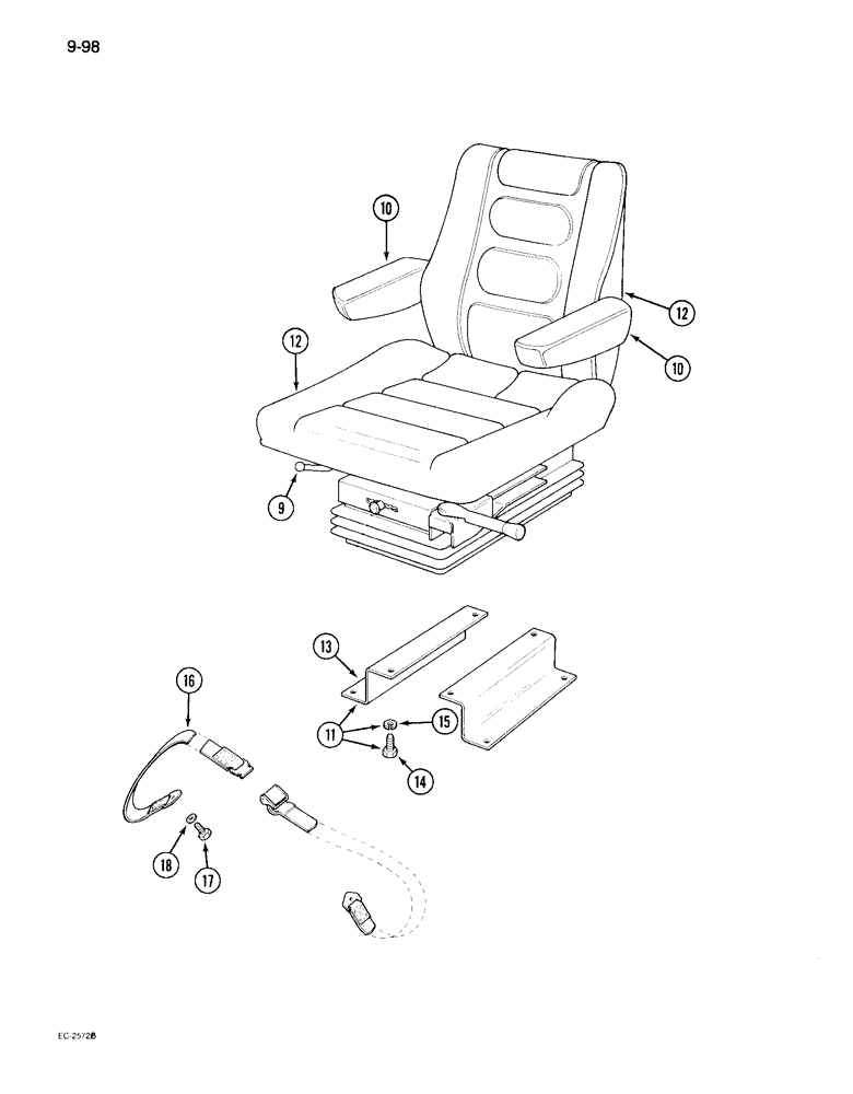 Схема запчастей Case IH 895 - (9-098) - SUSPENSION SEAT, WITH CAB, BOSTROM (09) - CHASSIS/ATTACHMENTS