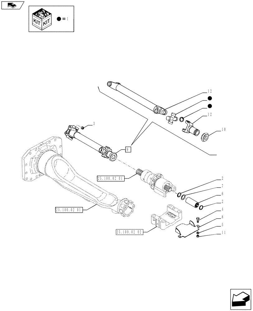 Схема запчастей Case IH PUMA 230 - (23.101.0101[01]) - 4WD FRONT AXLE WITH ACTIVE SUSPENSION - DRIVE SHAFT - C7090 (VAR.720463-728212) (23) - FOUR WHEEL DRIVE SYSTEM