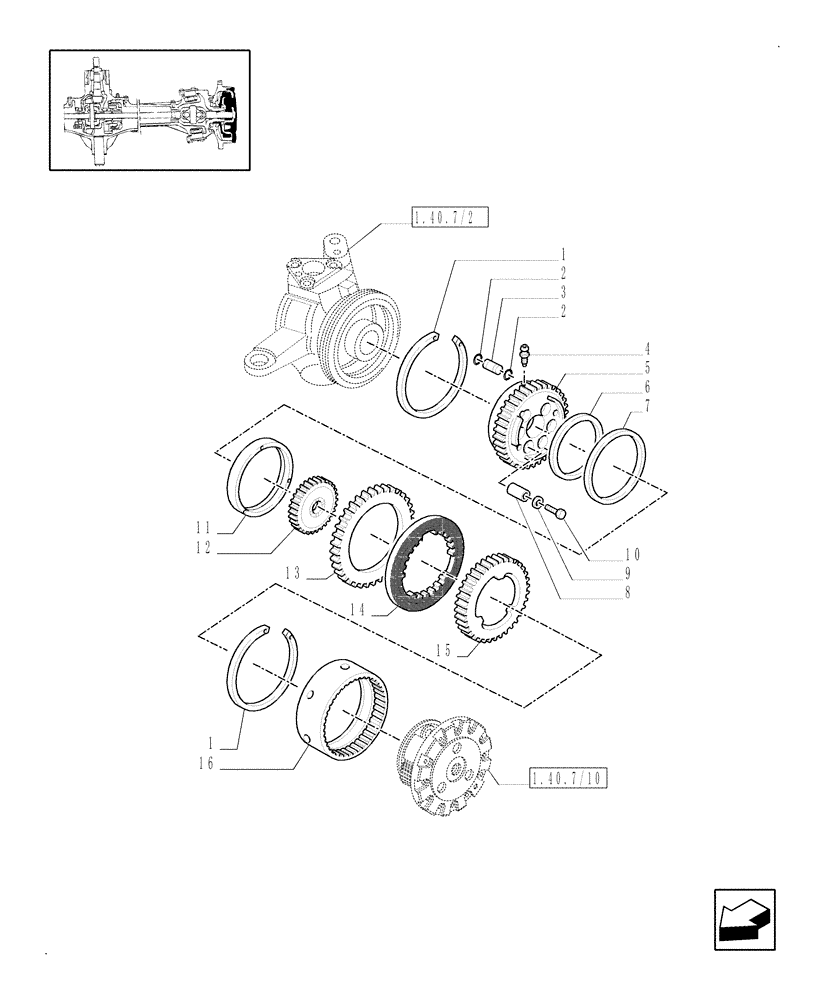 Схема запчастей Case IH MXM120 - (1.40.7/13[01]) - (VAR.463/1) 4WD FRONT AXLE WITH SUSPENSIONS, BRAKE, TERRALOCK, FPS - BRAKES (04) - FRONT AXLE & STEERING