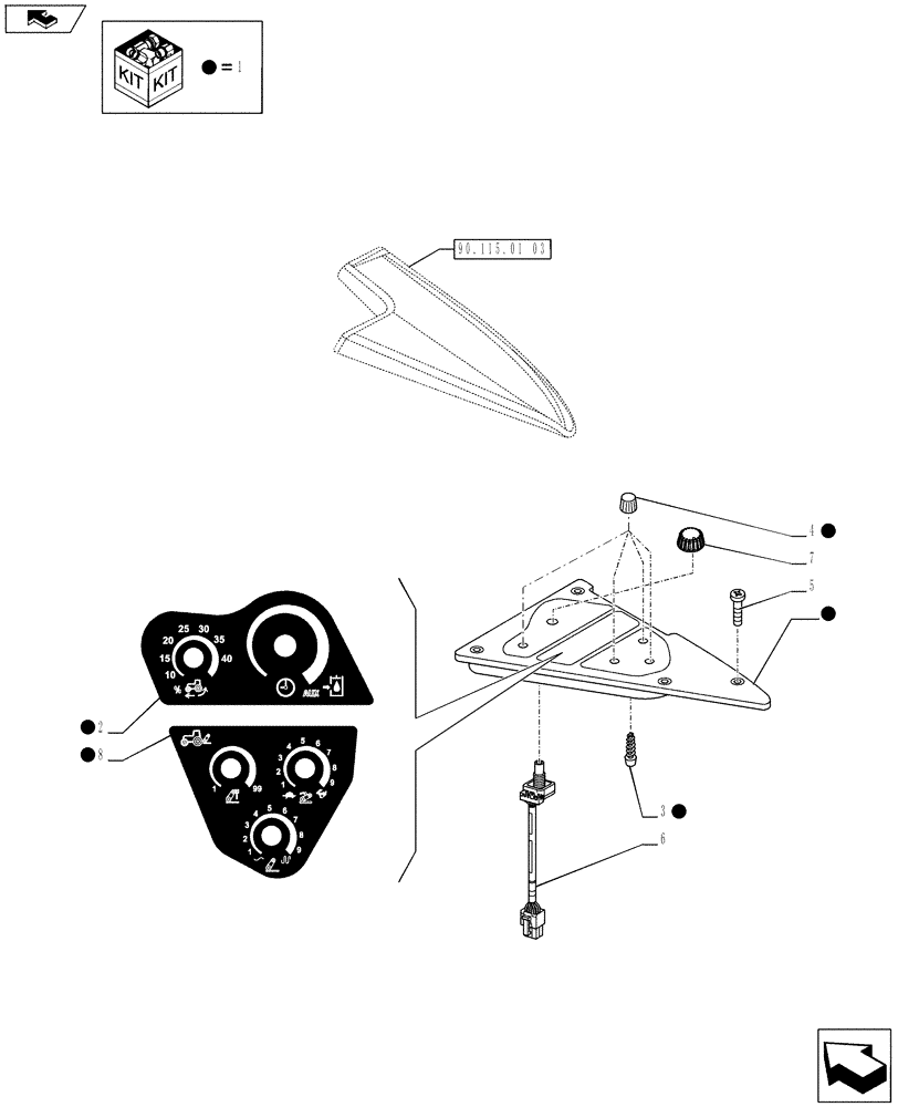 Схема запчастей Case IH PUMA 215 - (55.512.0701) - RADAR - CONTROLS (VAR.720753) (55) - ELECTRICAL SYSTEMS