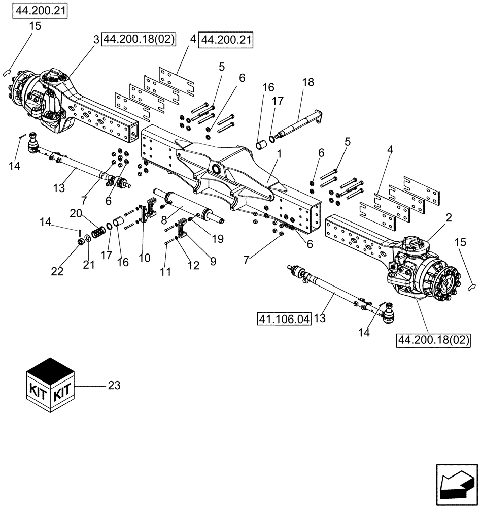 Схема запчастей Case IH 5130 - (44.200.19[02]) - AXLE ASSEMBLY, REAR, POWER GUIDE AXLE (44) - WHEELS