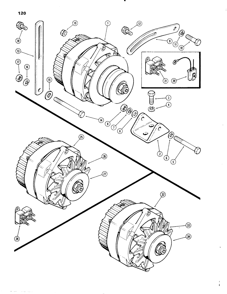 Схема запчастей Case IH 1270 - (120) - ALTERNATOR CONVERSION KIT, TO CONVERT FROM 55 AMPERE PRESTOLITE TO 72 AMPERE DELCO-REMY (04) - ELECTRICAL SYSTEMS