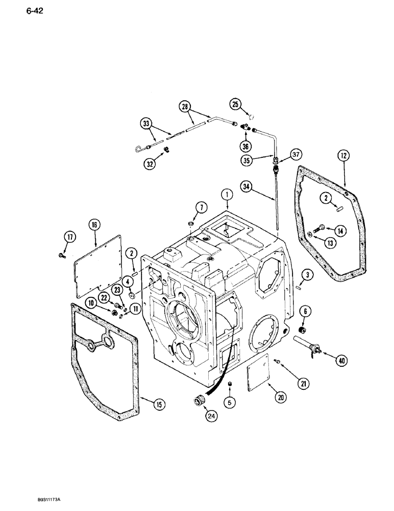 Схема запчастей Case IH 7110 - (6-042) - TRANSMISSION, RANGE HOUSING, PRIOR TO TRANSMISSION SERIAL NUMBER AJB0044915 (06) - POWER TRAIN