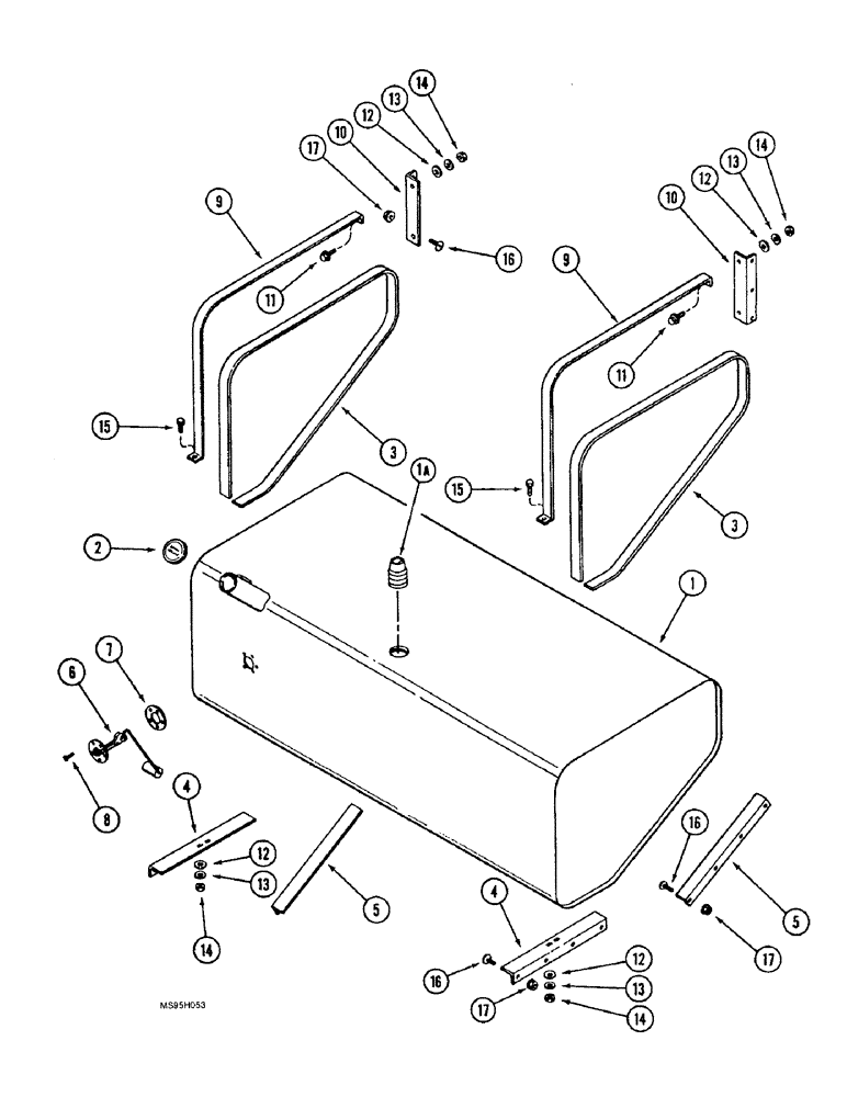 Схема запчастей Case IH 1644 - (3-14) - FUEL TANK AND SUPPORTS (02) - FUEL SYSTEM