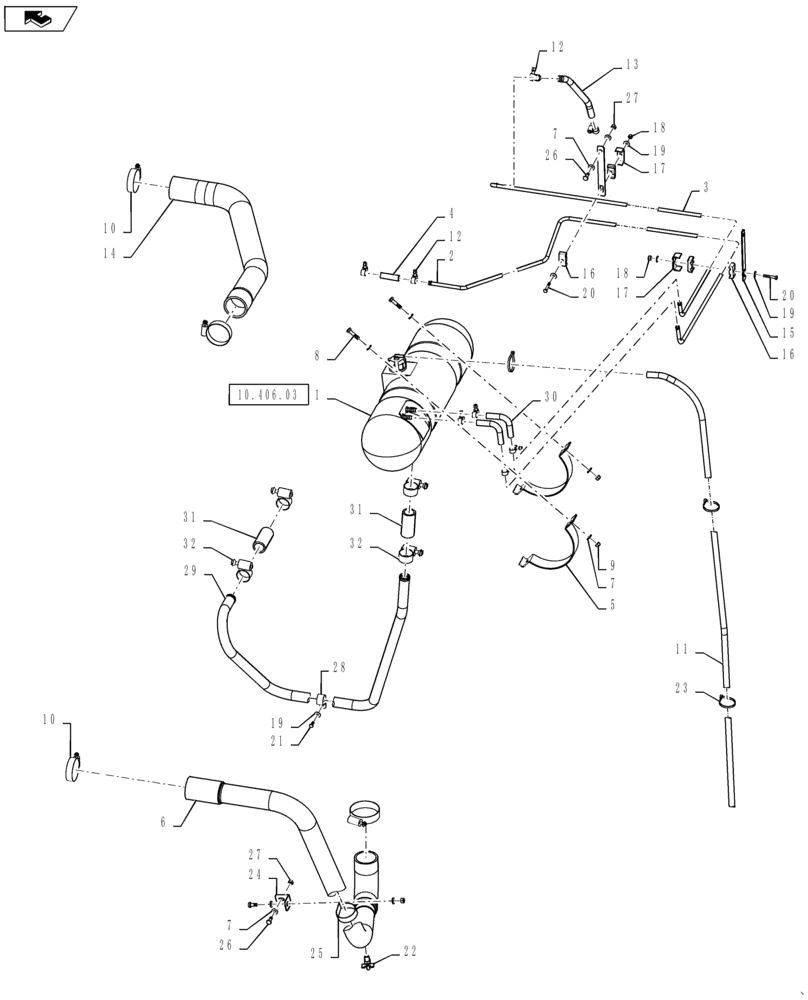 Схема запчастей Case IH 7230 - (10.406.01) - COOLANT CIRCUIT 7230 T2/T4 (10) - ENGINE