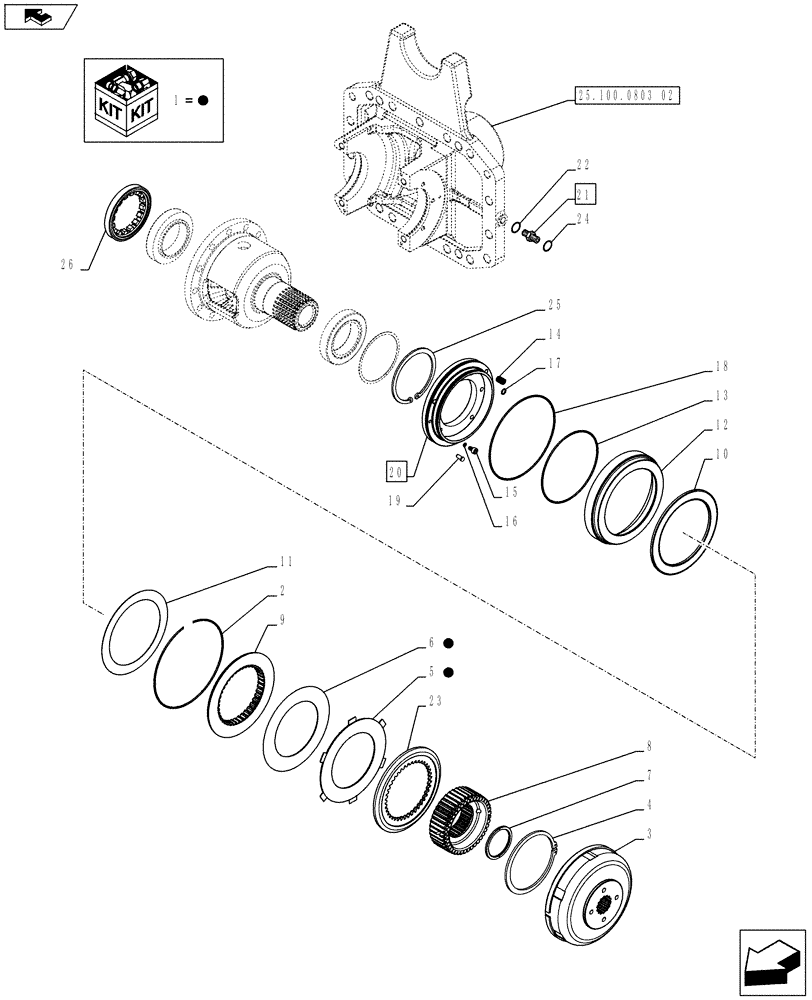 Схема запчастей Case IH PUMA 170 - (25.102.0304) - ABS SYSTEM - 4WD FRONT AXLE WITH SUSPENSION AND BRAKES - HYDRAULIC DIFFERENTIAL LOCK (VAR.743963-743964) (25) - FRONT AXLE SYSTEM