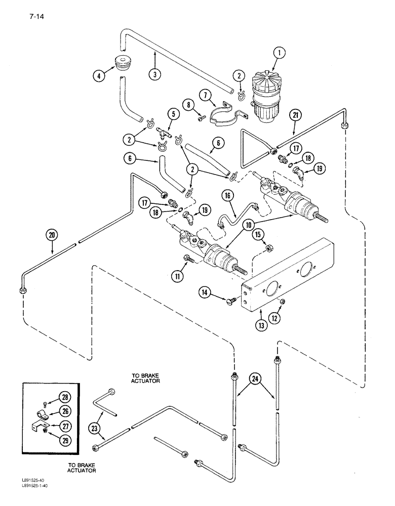 Схема запчастей Case IH 1680 - (7-014) - MASTER BRAKE CYLINDERS AND RESERVOIR (5.1) - BRAKES