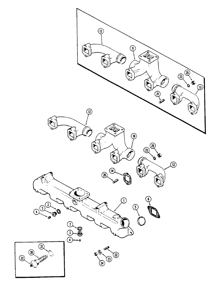 Схема запчастей Case IH 1175 - (018) - (451B) TURBO DIESEL ENGINE, MANIFOLDS (02) - ENGINE