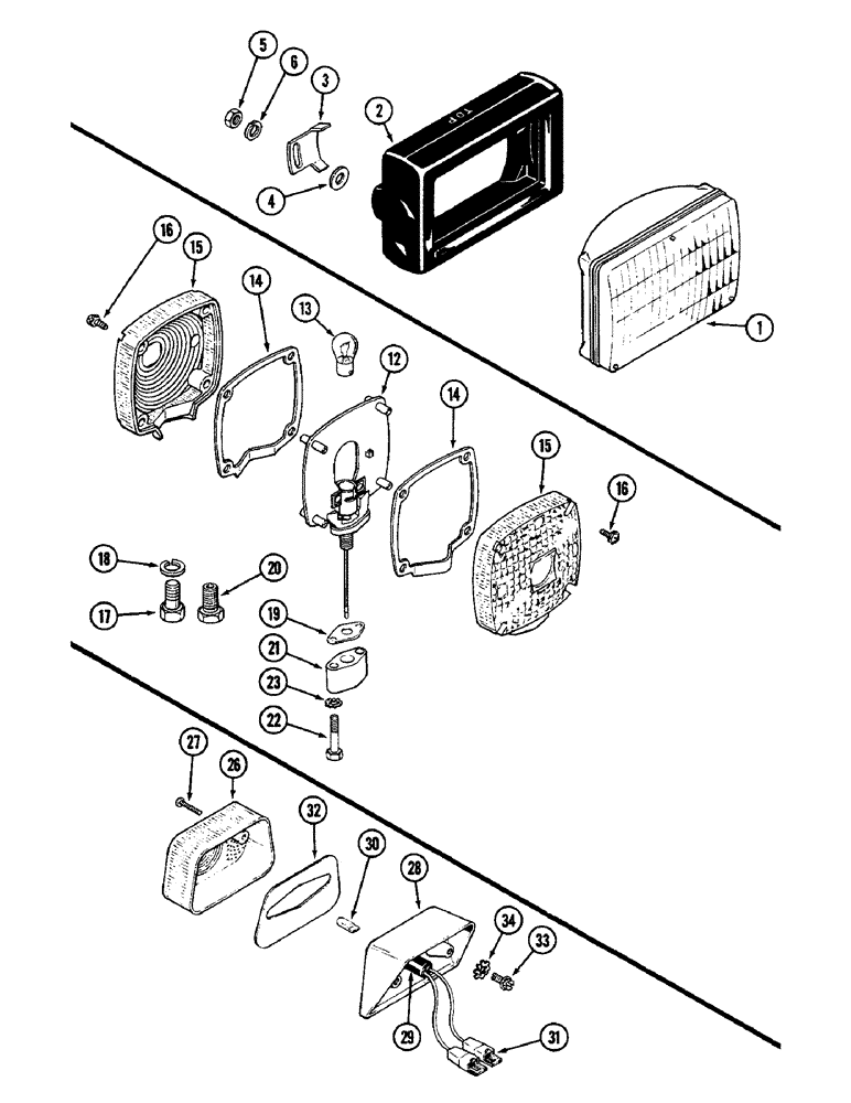 Схема запчастей Case IH 2096 - (4-092) - HEAD LIGHTS (04) - ELECTRICAL SYSTEMS