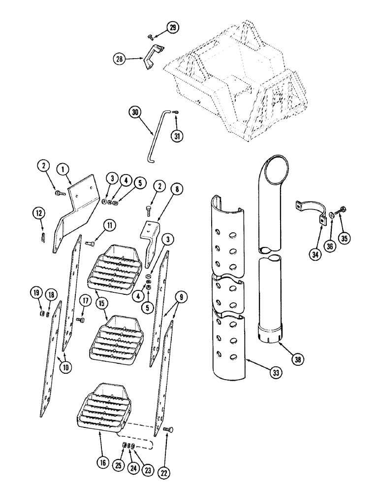 Схема запчастей Case IH 1896 - (9-404) - STEPS, TWO POST ROPS RIGHT SIDE MOUNTED (09) - CHASSIS/ATTACHMENTS