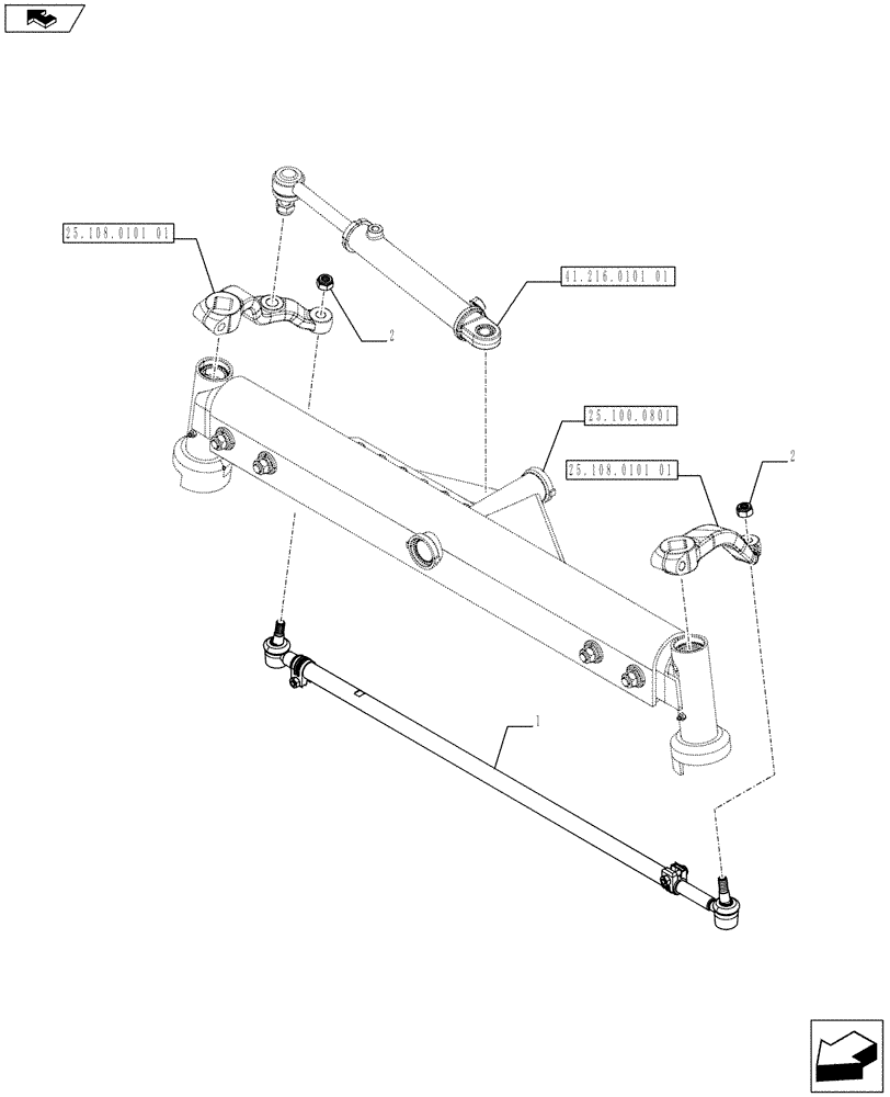 Схема запчастей Case IH FARMALL 65C - (41.106.0101) - 2WD FRONT AXLE - LINK (VAR.330581) (41) - STEERING