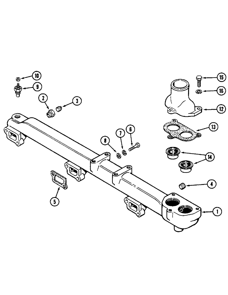 Схема запчастей Case IH 2090 - (2-04) - WATER MANIFOLD AND THERMOSTAT, 504BD DIESEL ENGINE (02) - ENGINE