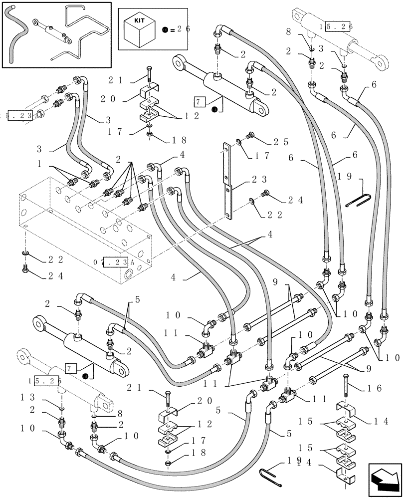 Схема запчастей Case IH RBX341 - (07.21A[01]) - HYDRAULICS - D652 (07) - HYDRAULIC SYSTEM