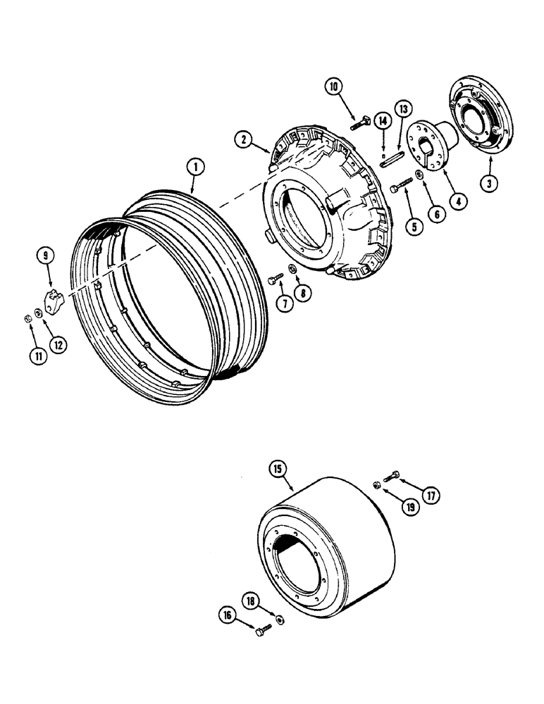 Схема запчастей Case IH 2390 - (6-216) - DUAL REAR WHEELS, CAST, WITH 38" RIMS (965.20 MM) (06) - POWER TRAIN