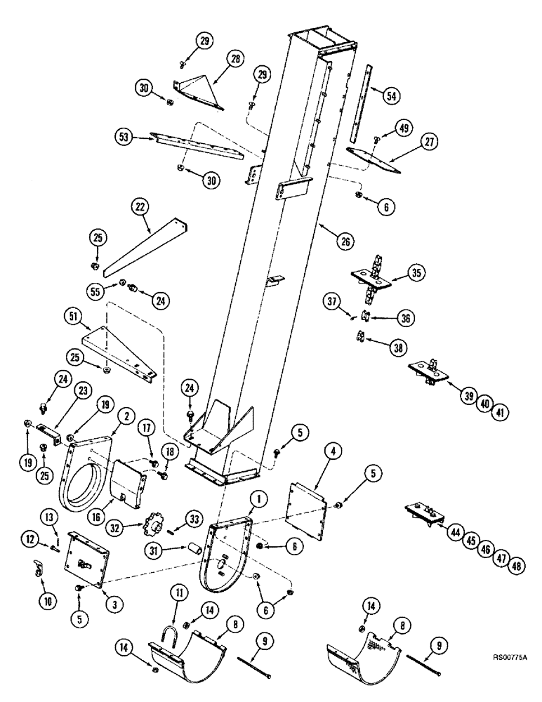 Схема запчастей Case IH 1680 - (9D-04) - GRAIN ELEVATOR HOUSING AND BOOT (16) - GRAIN ELEVATORS & AUGERS