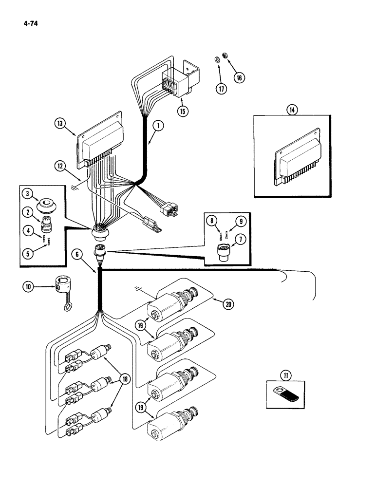 Схема запчастей Case IH 2094 - (4-074) - ELECTRIC SHIFT HARNESS (04) - ELECTRICAL SYSTEMS