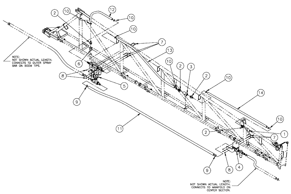 Схема запчастей Case IH SPX3320 - (09-034) - BOOM PLUMBING GROUP, 5 SECTION MID Liquid Plumbing