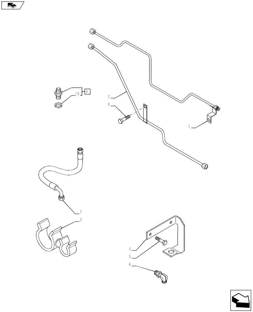 Схема запчастей Case IH PUMA 200 - (33.204.1401[01A]) - 4WD AXLE WITH BRAKE - BRAKE PIPING - D7091 (VAR.728195-743963) (33) - BRAKES & CONTROLS