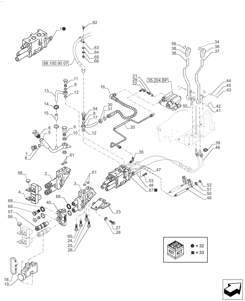 Схема запчастей Case IH FARMALL 120A - (35.204.BE[01]) - DELUXE REMOTE HYDRAULIC CONTROL VALVE - BEFORE SN: CF01573M, CF01578M, CF01596M (35) - HYDRAULIC SYSTEMS