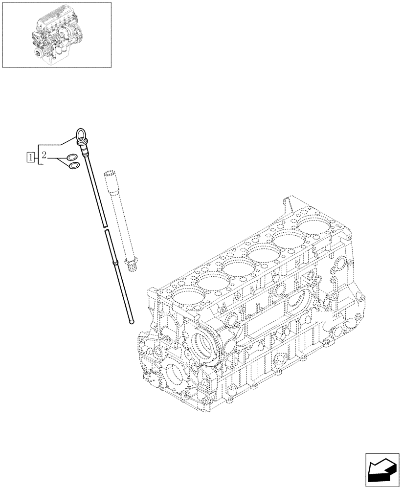 Схема запчастей Case IH STEIGER 380 - (02-44) - OIL DIPSTICK, STX & STEIGER 380 / 430 (02) - ENGINE