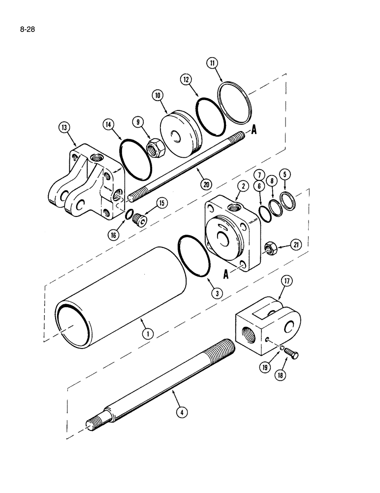 Схема запчастей Case IH 365 - (8-28) - HYDRAULIC CYLINDER, 3-1/2 ID X 8 INCH STROKE (08) - HYDRAULICS