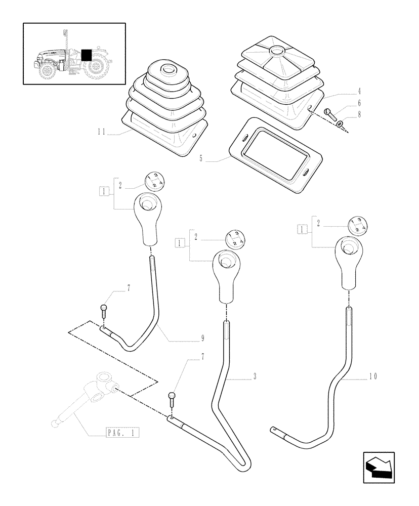 Схема запчастей Case IH JX1075N - (1.29.1[02]) - TRANSMISSION EXTERNAL SHIFTING CONTROLS (03) - TRANSMISSION