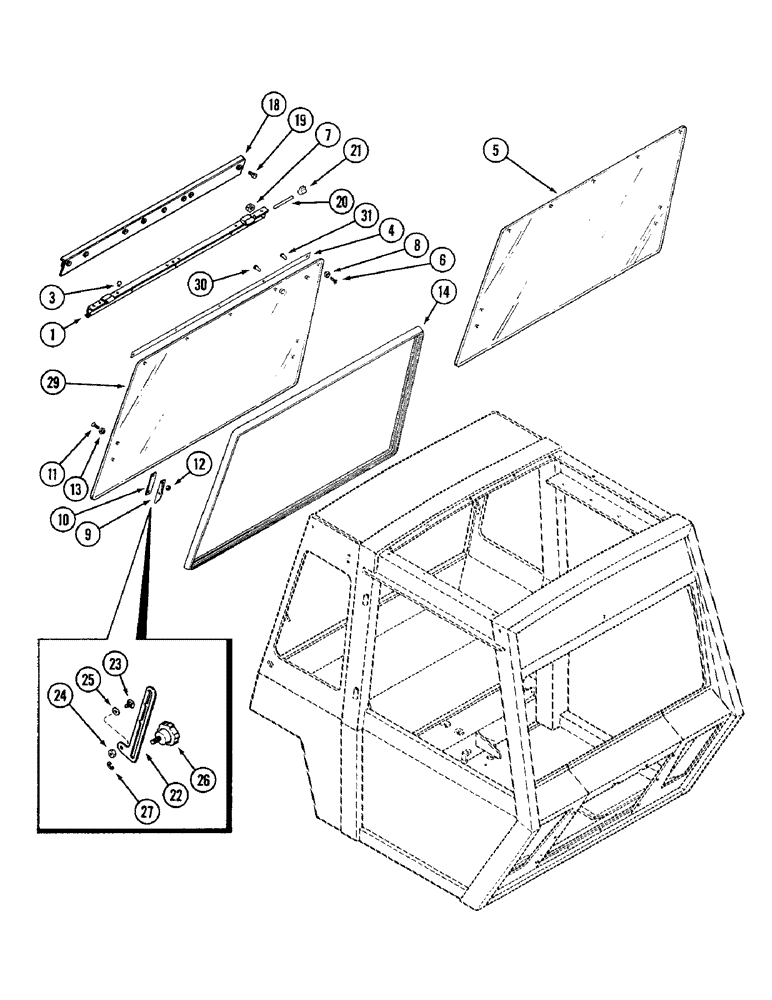 Схема запчастей Case IH 4690 - (9-396) - CAB, REAR WINDOW (09) - CHASSIS/ATTACHMENTS