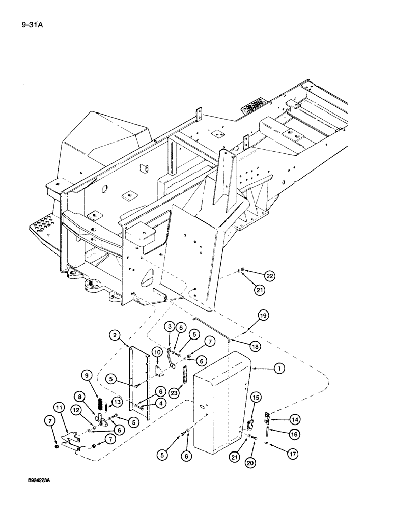 Схема запчастей Case IH 9240 - (9-031A) - HYDRAULIC OIL TANK COVER WITH SIDE HINGED ACCESS DOOR (09) - CHASSIS/ATTACHMENTS