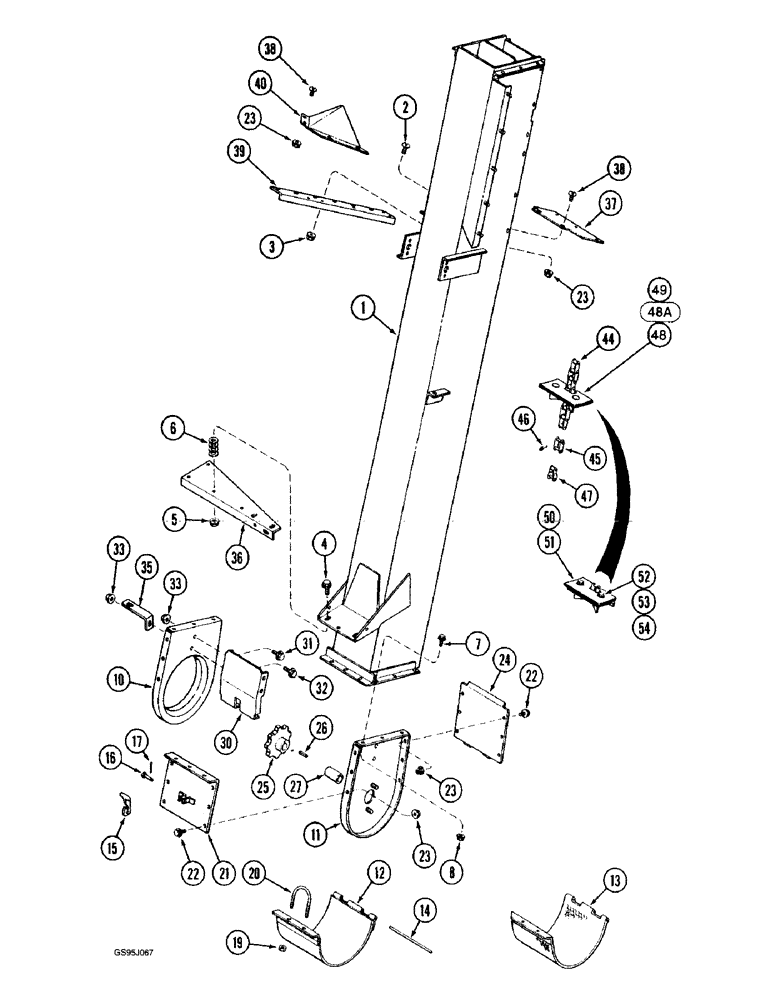 Схема запчастей Case IH 1682 - (9-080) - GRAIN ELEVATOR TUBE AND BOOT (09) - CHASSIS ATTACHMENTS