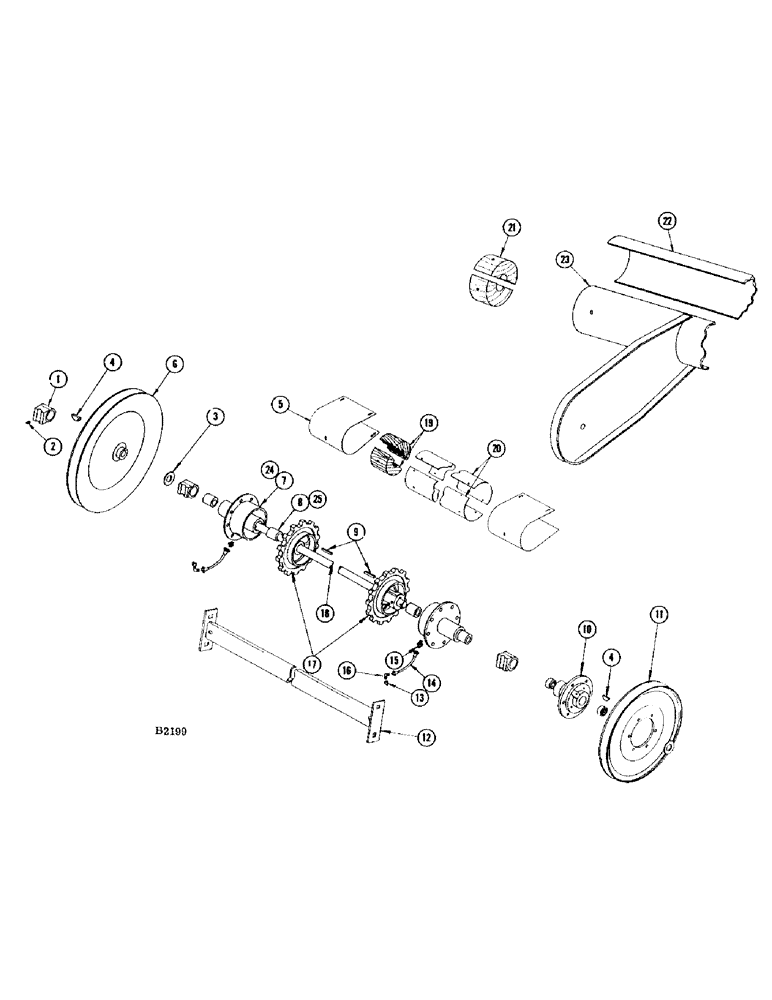 Схема запчастей Case IH 460 - (034) - UPPER FEED RAKE SHAFT, FEED RAKE ANTI WRAP SHIELD (58) - ATTACHMENTS/HEADERS