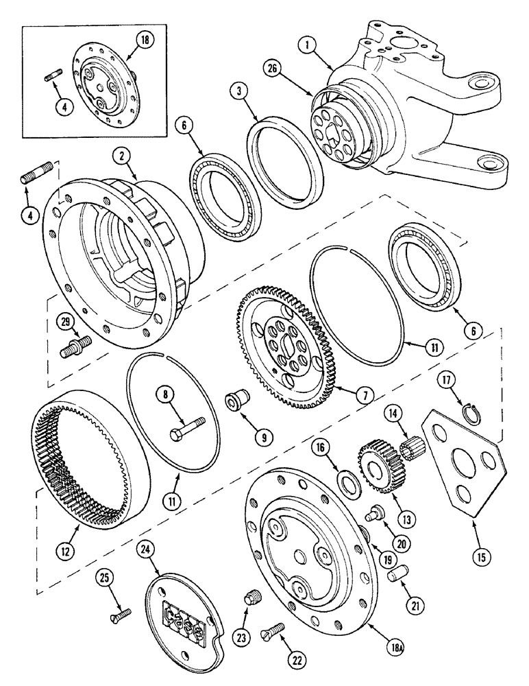 Схема запчастей Case IH 1494 - (5-150) - FRONT HUBS AND PLANTARIES, MFD TRACTORS, P.I.N. 11518001 AND AFTER (05) - STEERING