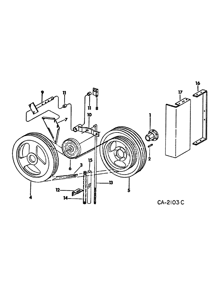 Схема запчастей Case IH 815 - (21-10) - THRESHING CYLINDER AND CONCAVE, VARIABLE CYLINDER BELT DRIVE (14) - THRESHING