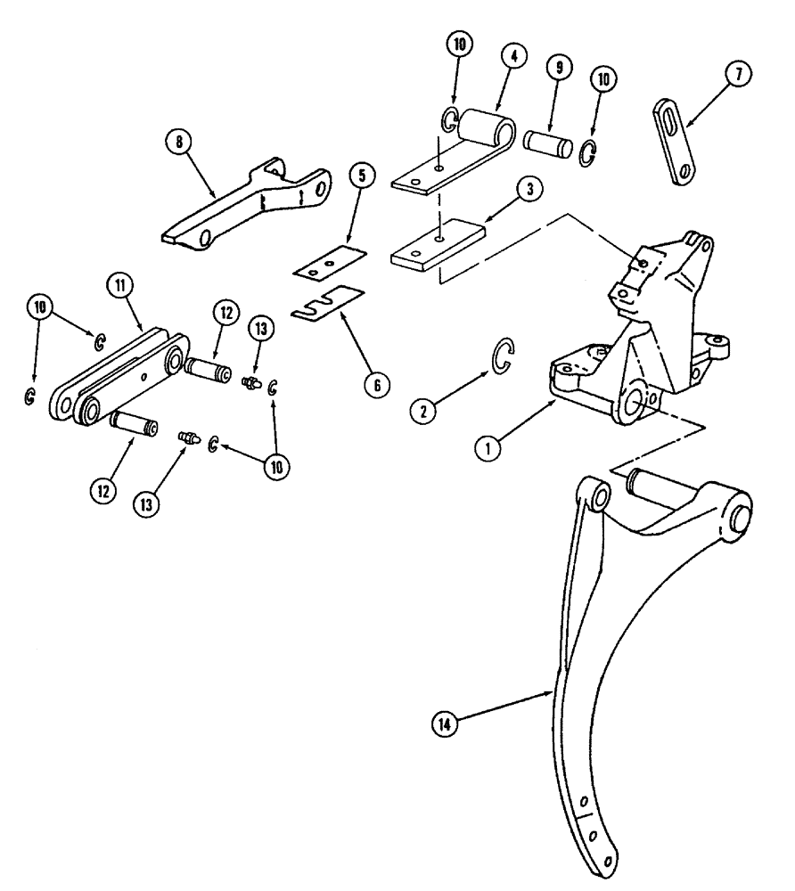 Схема запчастей Case IH 800 - (9-13) - TOGGLE TRIP BEAM UNIT, MACHINES WITH ONE PIECE MOUNTING BRACKETS (09) - CHASSIS/ATTACHMENTS