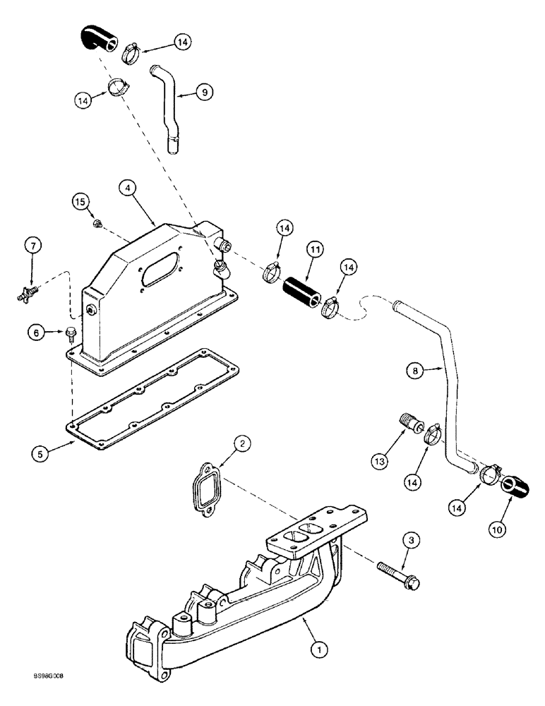 Схема запчастей Case IH 4391TA - (2-34) - EXHAUST MANIFOLD AND INTAKE AFTERCOOLER, 4TA-390 EMISSIONS CERTIFIED ENGINE (02) - ENGINE