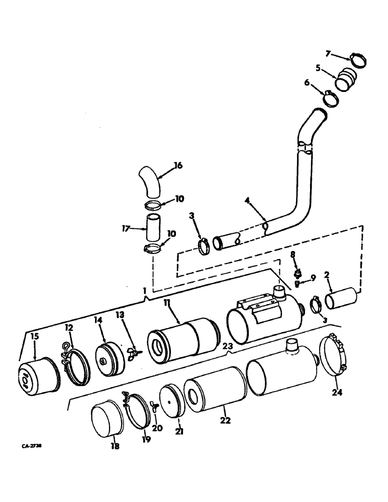 Схема запчастей Case IH 915 - (E-02) - FUEL SYSTEM, AIR CLEANER AND CONNECTIONS, USED W/GASOLINE AND LP GAS ENGINES (02) - FUEL SYSTEM