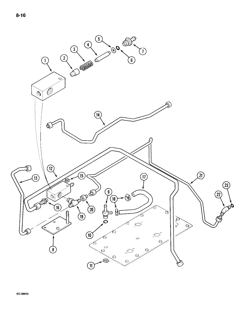 Схема запчастей Case IH 495 - (8-016) - REGULATOR VALVE AND CONNECTIONS, CREEP (08) - HYDRAULICS