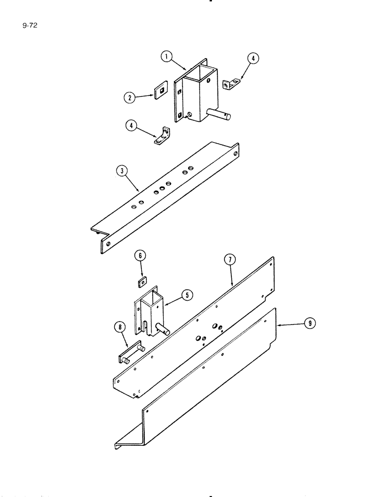 Схема запчастей Case IH 575 - (9-72) - END GATE HYDRAULIC SUPPORTS AND REAR DRIVE SHAFT SHIELD, MACHINES BUILT BETWEEN 1978 AND 1979 (09) - CHASSIS/ATTACHMENTS