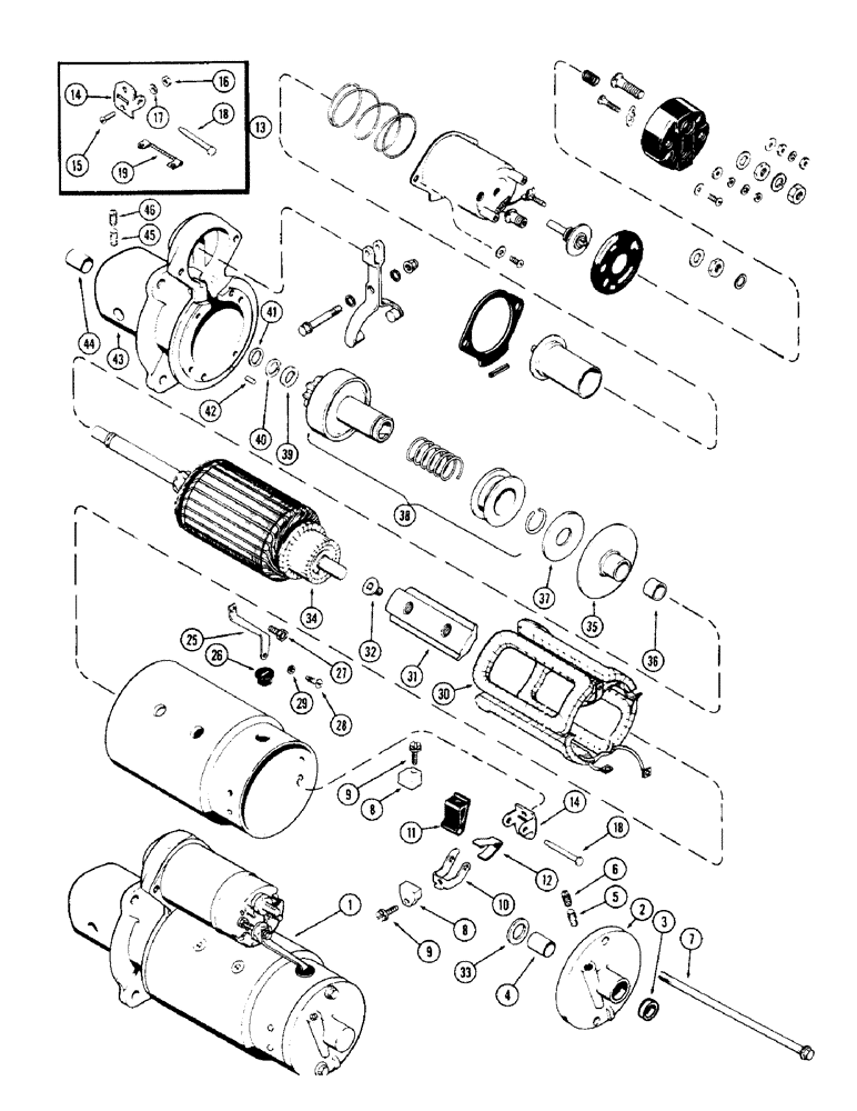 Схема запчастей Case IH 1255 - (054) - A36582 STARTING MOTOR, 188 DIESEL ENGINE (55) - ELECTRICAL SYSTEMS